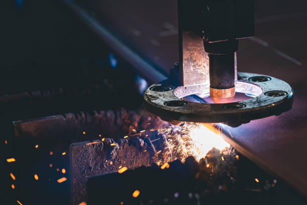 istock industrial steel cutting with plasma cutting machine 1266275800