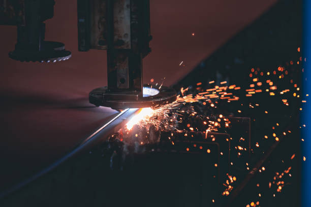 istock industrial steel cutting with plasma cutting machine 1266275846