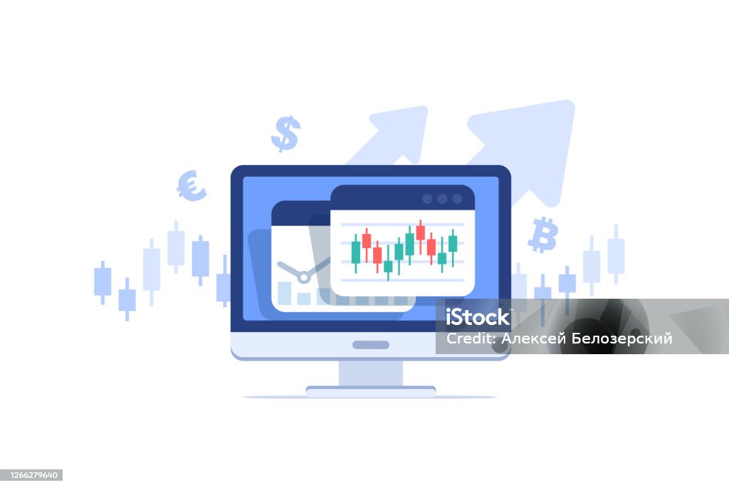 Stocks Chart On Computer Stocks Market Graph Chart On Computer Screen Stock Illustration ...