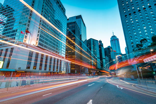 istock Night Traffic at Central, Hong Kong 1266280481