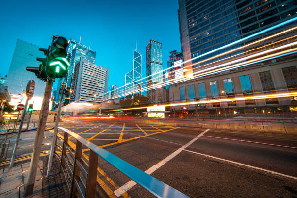istock Night Traffic at Central, Hong Kong 1266281005