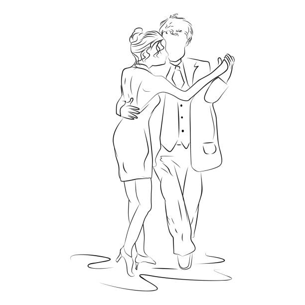 Draw Romatic Dancing Couple Dancing Romantic Drawing