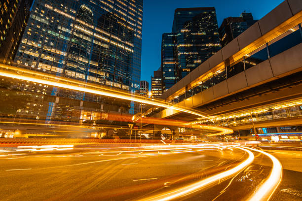 istock Night Traffic at Central, Hong Kong 1266284189