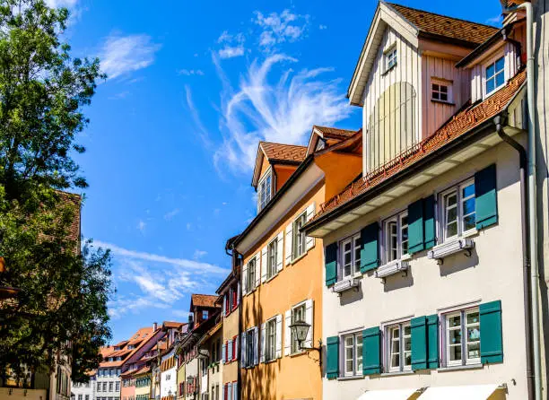 famous historic buildings in the old town of Wangen - Germany