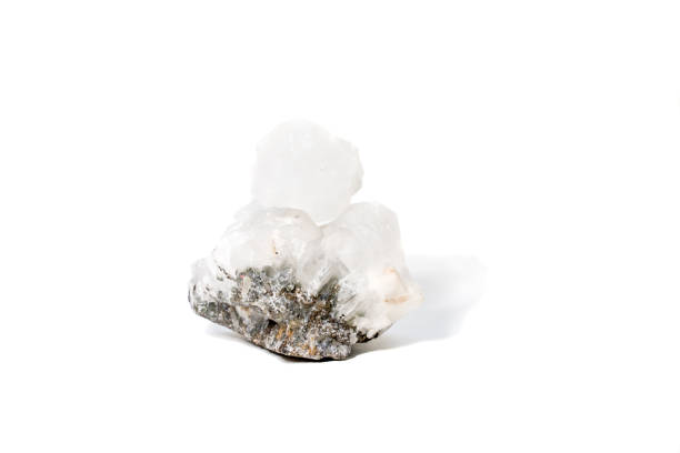 istock Quartz crystal isolated on a white background 1266288323