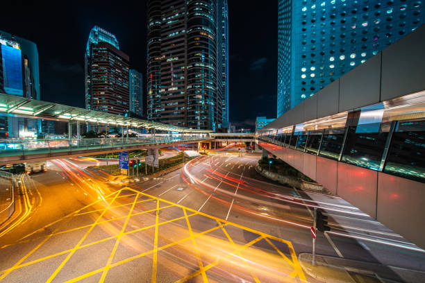istock Night Traffic at Central, Hong Kong 1266289255