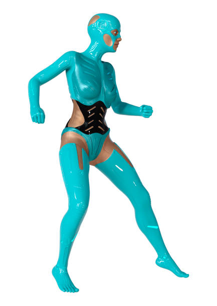 istock 3D illustration female robot on white 1266289561