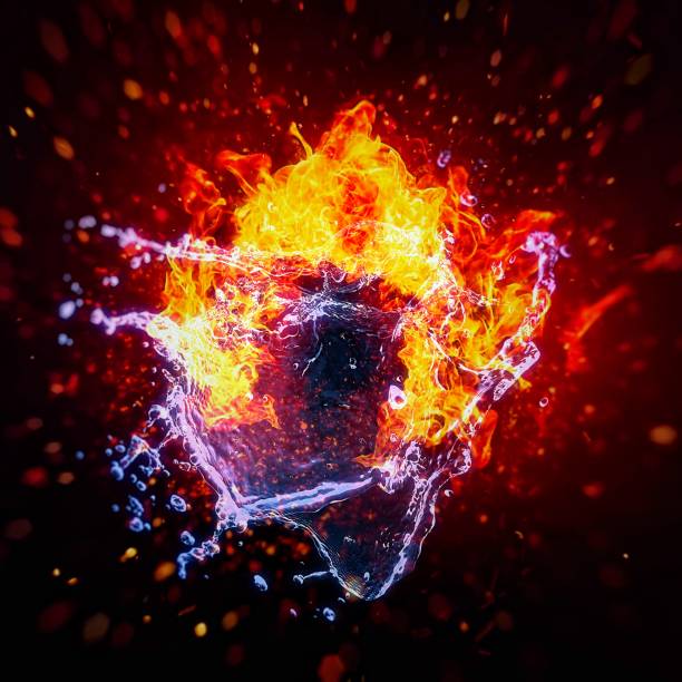 istock Abstract circle of fire and water 1266291464