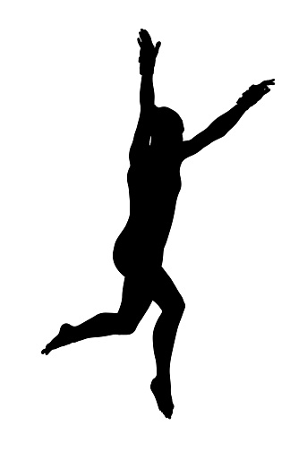 girl gymnast jump in vaulting table gymnastics black silhouette