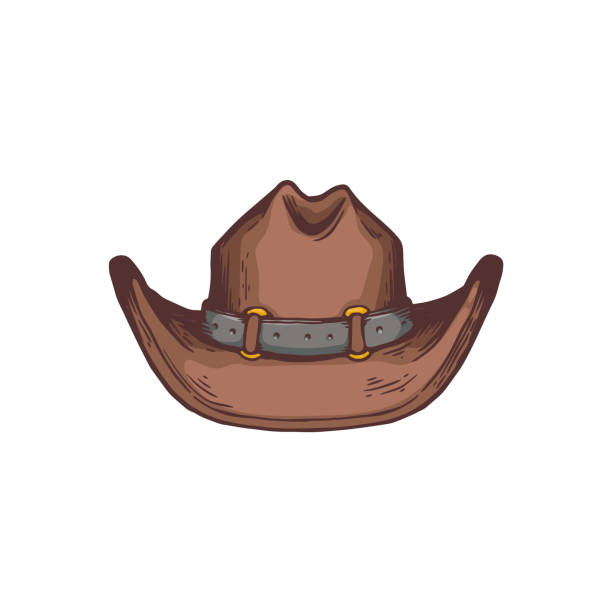 서양 카우보이 모자 만화 아이콘, 스케치 벡터 일러스트 고립. - cowboy hat hat wild west isolated stock illustrations