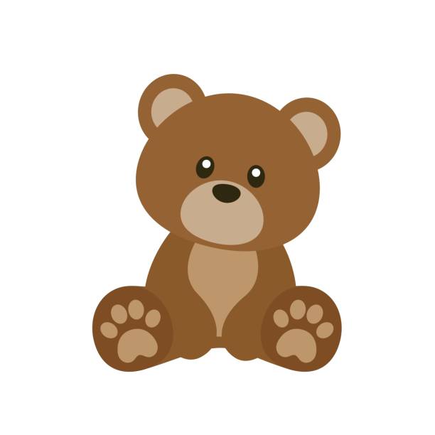 cute brown bear wektor ilustracja - niedźwiedź stock illustrations