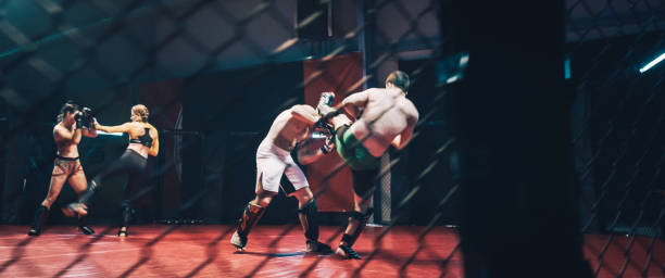 istock MMA fights in octagon. Training fight. 1266297872