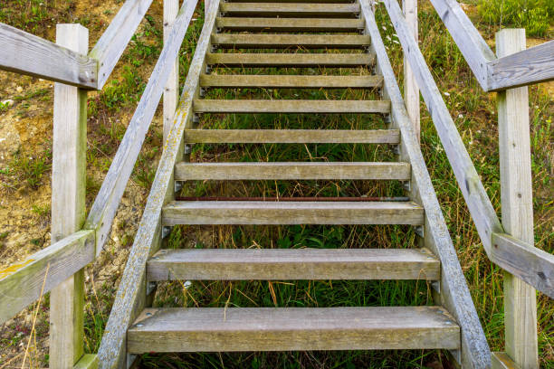 istock wooden steps heading down over the beach and sand dunes at Lowestoft Suffolk 1266298035