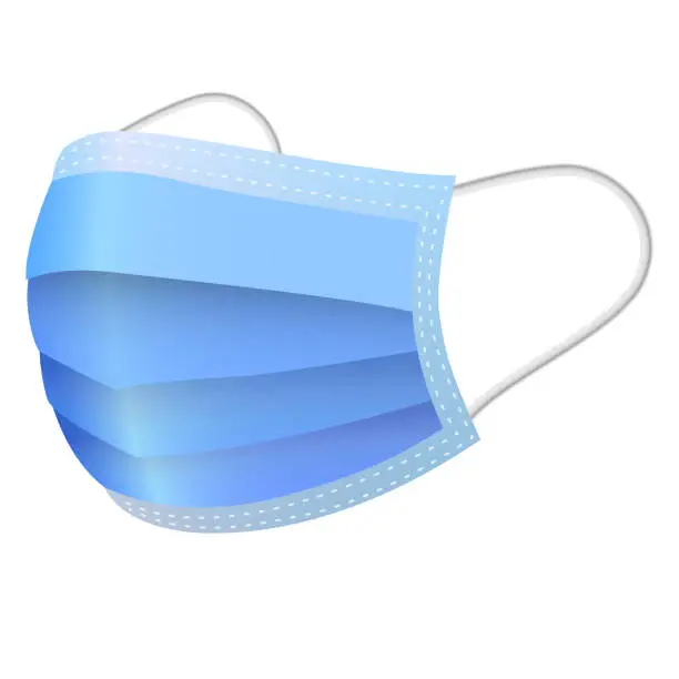 Vector illustration of blue protective medical face mask symbol