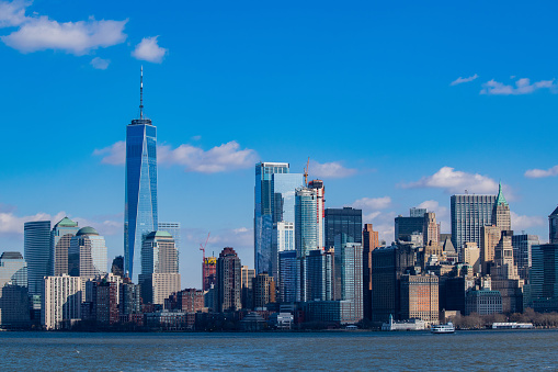 Amazing view of buildings from lower Manhattan, in New York