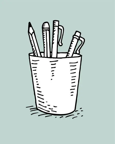 Vector illustration of Hand drawn pencil holders