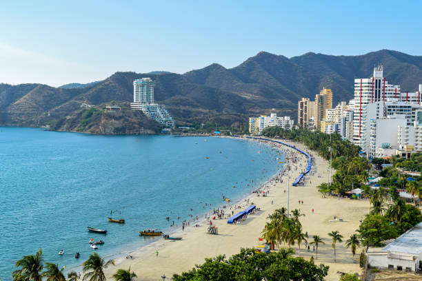 Beach in Santa Marta, Colombia Beautiful view of a beach in Santa Marta, Colombia colombia stock pictures, royalty-free photos & images