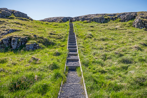 Small stair to a viewpoint in a landscape somewhere in Iceland