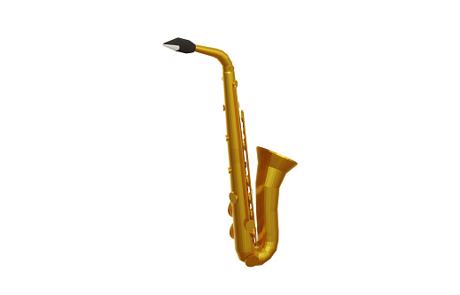 Low Poly Saxophone on White