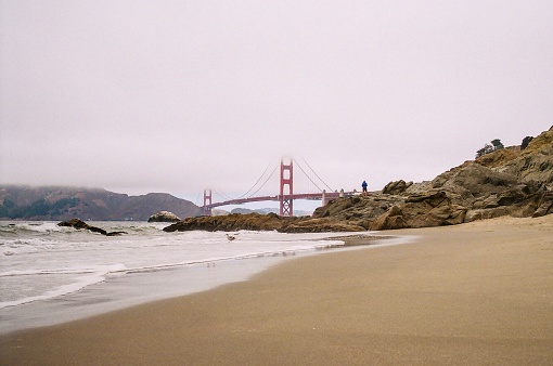 The Golden Gate Bridge by the beach