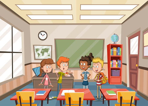 Cartoon Students In Classroom Stock Illustration - Download Image Now -  Education, School Building, Child - iStock