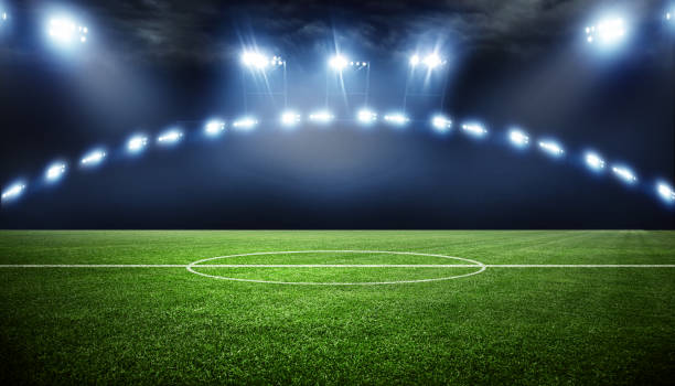 istock Soccer stadium arena with natural green grass 1266313930