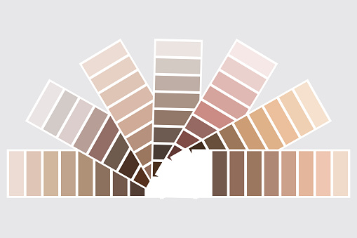 Color palette. Beige set of shades. A palette of pastel colors. Palettes of different skin tones. Vectoral image. Stock photo.