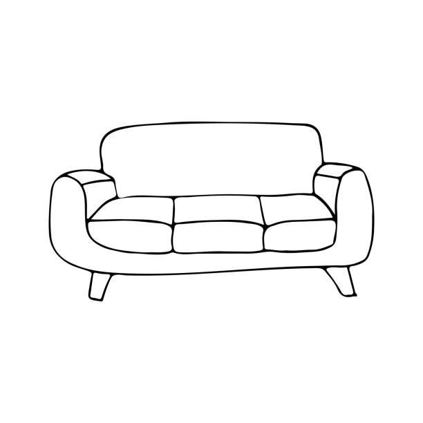 Doodle sofa icon in vector. Sofa hand drawn icon in vector. Illustration doodle sofa in vector Outline sofa icon in vector. doodle stock illustrations