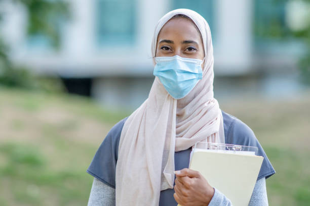 istock Beautiful Muslim Doctor Standing Outside 1266322804