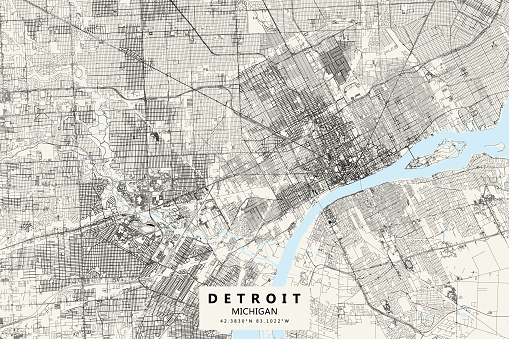 Detroit, Michigan, Vector Map