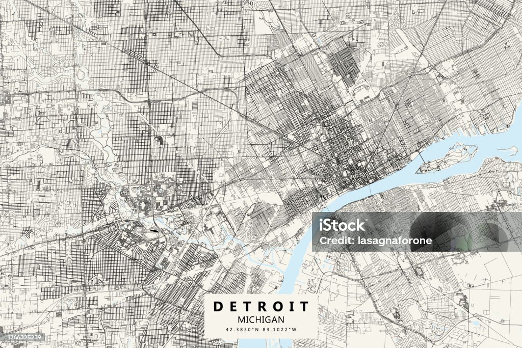 Detroit, Michigan, Vector Map Poster Style Topographic / Road map of Detroit, MI, USA. All maps are layered and easy to edit. Roads have editable stroke. Detroit - Michigan stock vector