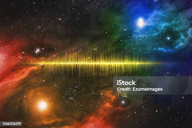 Universe Starscape Sound Wave Stock Photo - Download Image Now - Outer Space, Radio Wave, Noise