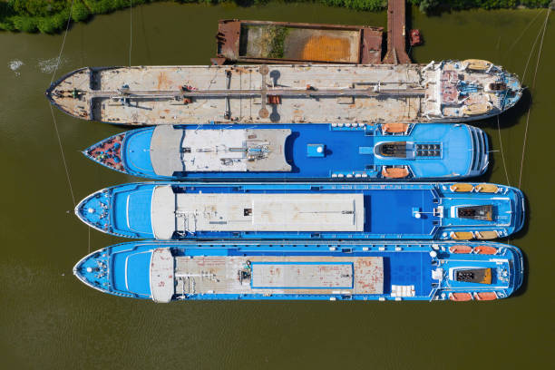 istock Large shipyard and maintenance on the river. 1266327565