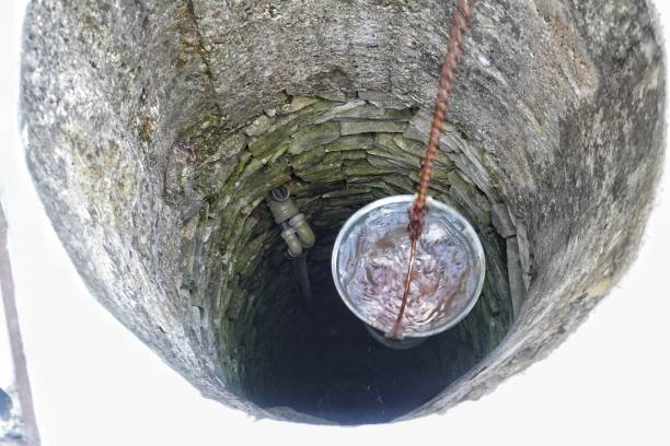 istock Take water from the well with a bucket 1266327652