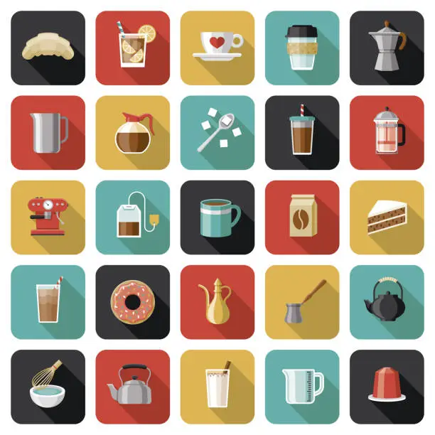 Vector illustration of Coffee and Tea Icon Set