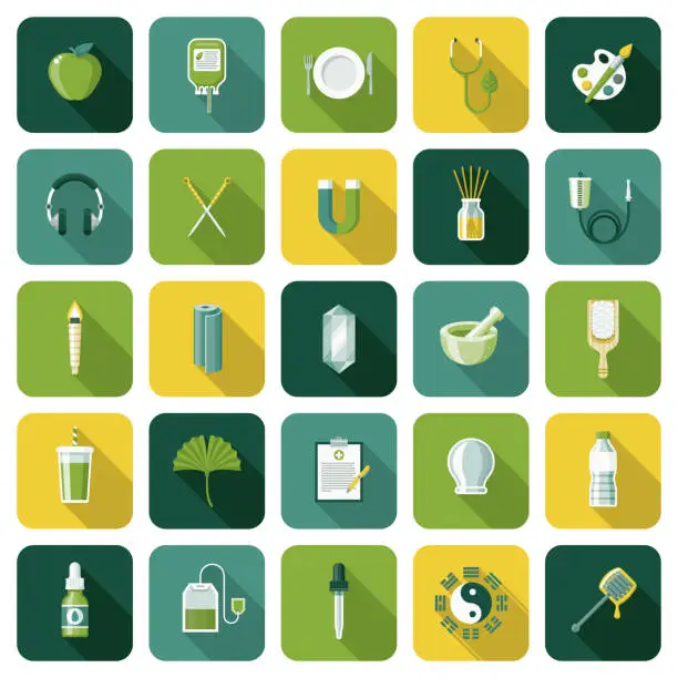 Vector illustration of Alternative Medicine and Naturopathy Icon Set