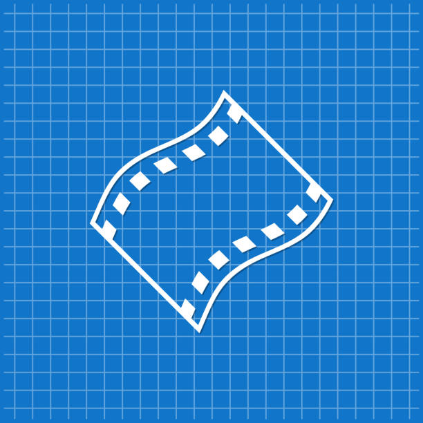 blaues banner mit filmsymbol - kamera film grafiken stock-grafiken, -clipart, -cartoons und -symbole