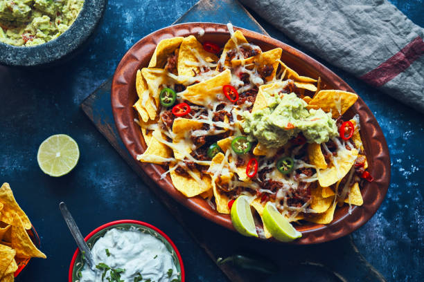 istock Nachos with Minced Meat, Hot Salsa and Guacamole 1266334727
