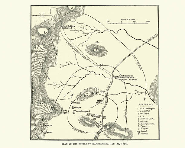 план битвы при исандлване, англо-зулуская война - natal stock illustrations