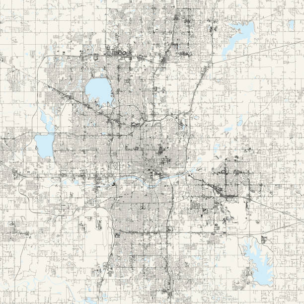 オクラホマ州オクラホマシティ、米国のベクトルマップ - oklahoma map cartography topography点のイラスト素材／クリップアート素材／マンガ素材／アイコン素材