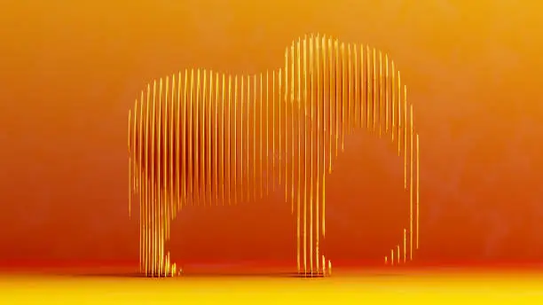 Shape of an elephant made of thin yellow layers