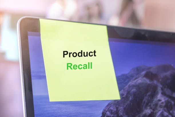 istock top view of words note on laptop computer screen with Product recall text 1266342656
