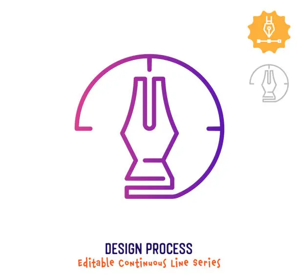 Vector illustration of Design Process Continuous Line Editable Stroke Icon