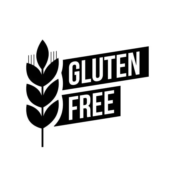 Vector illustration of Gluten free seals. Black and white design, can be used as stamp, seal, badge, for packaging etc.