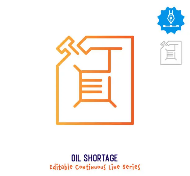 Vector illustration of Oil Shortage Continuous Line Editable Stroke Icon