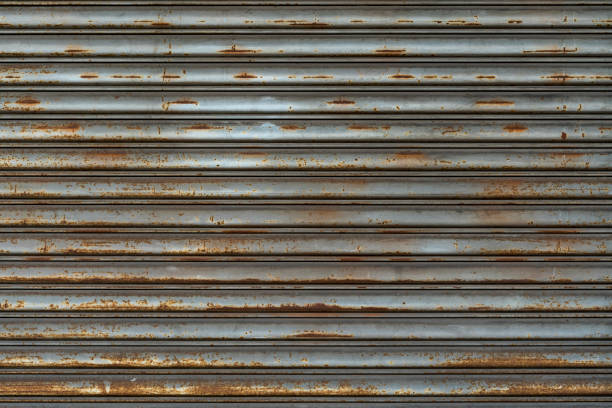 istock Corrugated metal sheet,Slide door ,Roller shutter texture 1266352167
