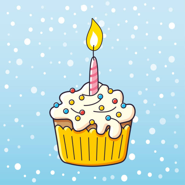 Cupcake With Candle Stock Illustration - Download Image Now - Cupcake,  Birthday, Candle - iStock