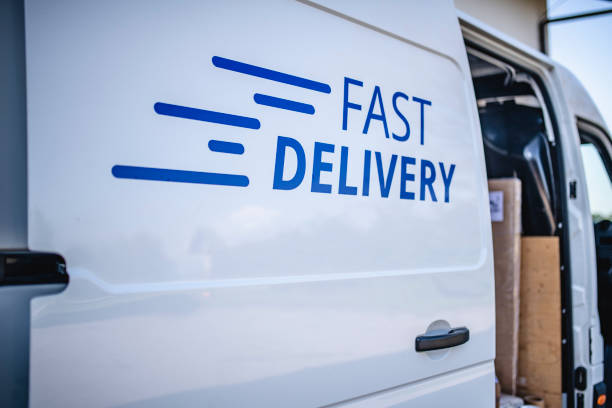 istock Independent Gig Delivery Van with Open Side Door 1266361423