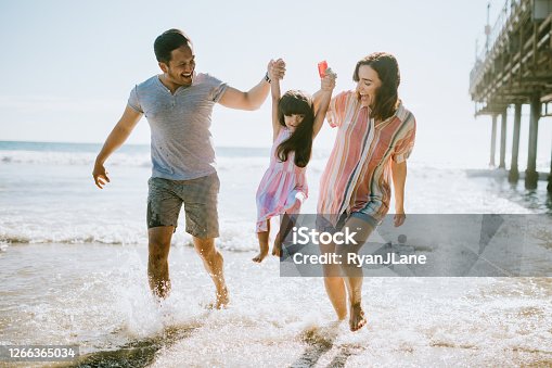 istock Loving Family Enjoying Sun at Los Angeles Beach 1266365034