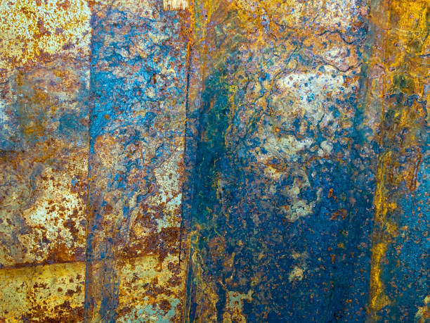 istock Rusty/Turquoise/Gold Shiny Metal Background 1266373591